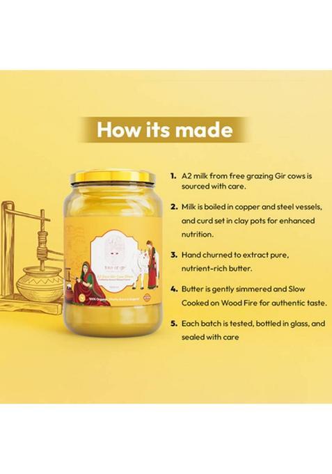 Love Of Gir A2 Desi Cow Ghee 100% Pure & Natural | Traditional Bilona For Health Glass Bottle (1 L)
