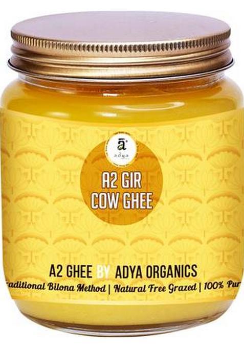 Adya Organics A2 Gir Cow Ghee 100% Pure & Organic Glass Bottle (500 G)