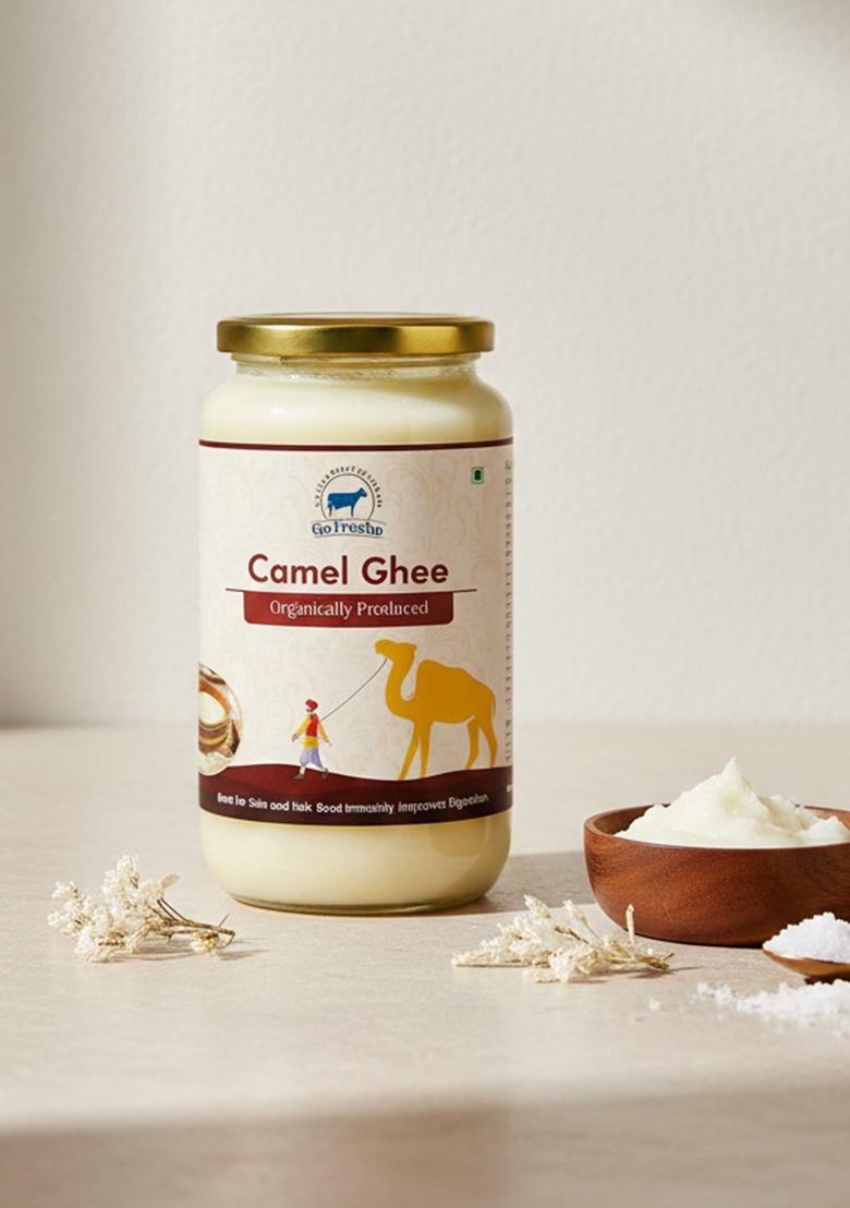 Go Fresho Desi Camel Ghee|Promotes Brain Health, Strong Immunity And Digestion Ghee Glass Bottle (500 Ml)