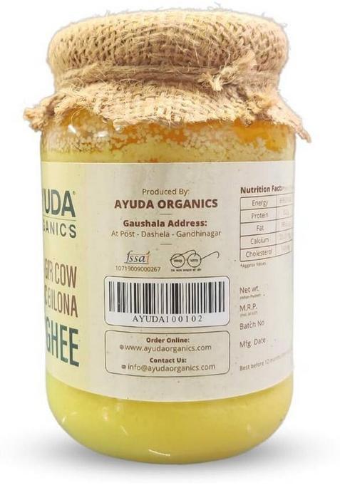 Ayuda A2 Desi Cow Ghee I Healthy & Pure Homemade Curd Churned Easily Digestible Glass Bottle (500 Ml)