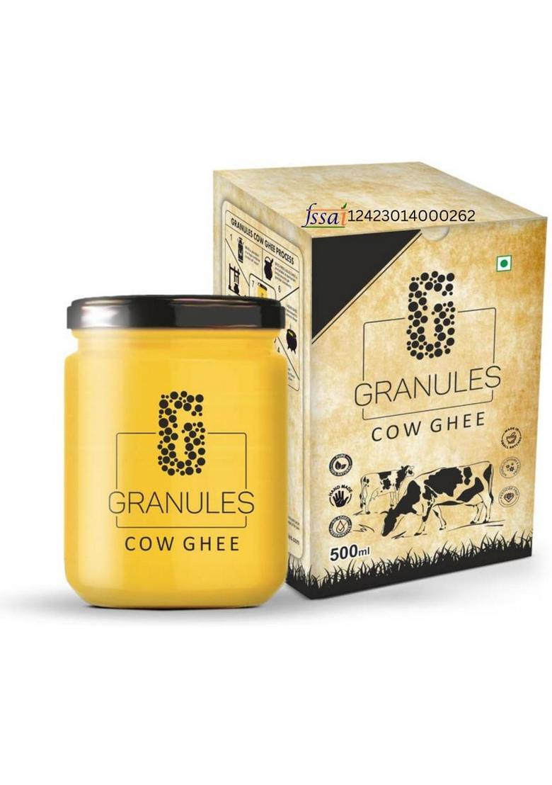 Granules Pure Cow Ghee 500Ml | Natural Desi Organic & Healthy Glass Jar Bottle (455 G)