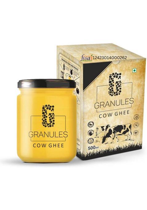 Granules Pure Cow Ghee 500Ml | Natural Desi Organic & Healthy Glass Jar Bottle (455 G)