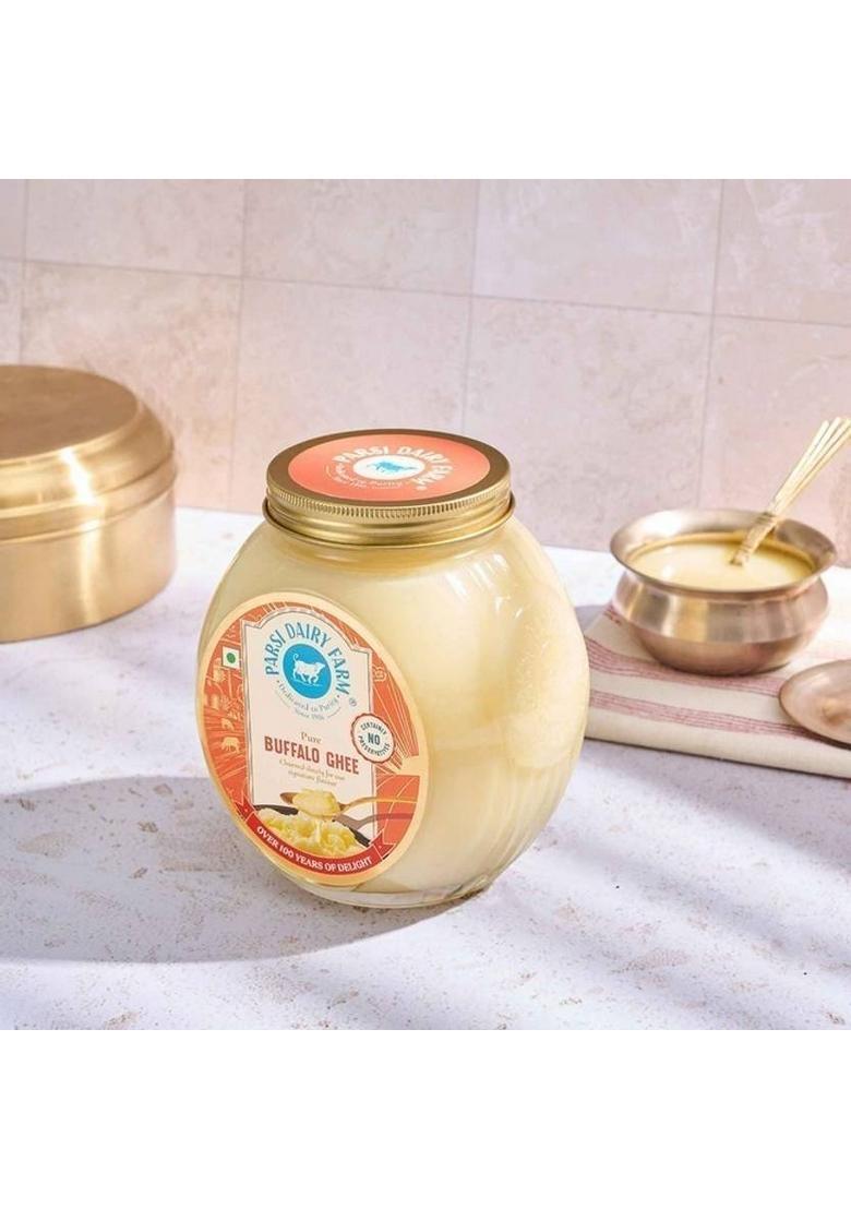Parsi Dairy Farm Buffalo Ghee: Pure And Traditional Desi Ghee, 100% Vegetarian & No Preservative Ghee Glass Bottle (500 Ml)