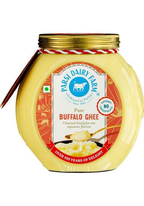 Parsi Dairy Farm Buffalo Ghee: Pure And Traditional Desi Ghee, 100% Vegetarian & No Preservative Ghee Glass Bottle (500 Ml)