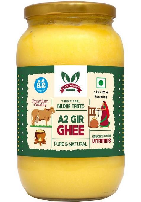 Gavyamart Indian Gir Cow Ghee, Pure A2 Natural & Healthy, Non-Gmo | Lab Certified Ghee Tin (1 L)