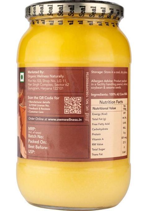 Own-Organic Wellness Naturally A2 Cow Ghee 1000Ml