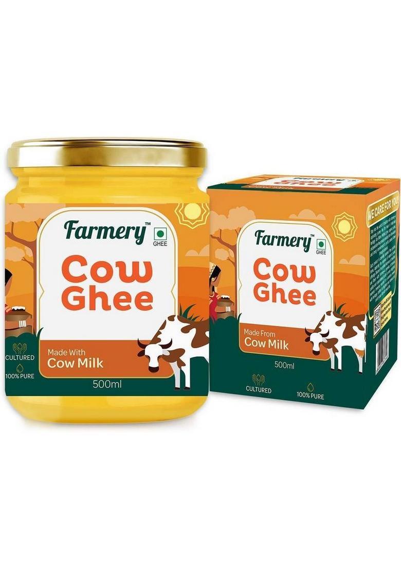 Farmery Desi Cow Ghee 500Ml | Pure Made From Milk Natural & Preservative-Free Mason Jar (500 Ml)