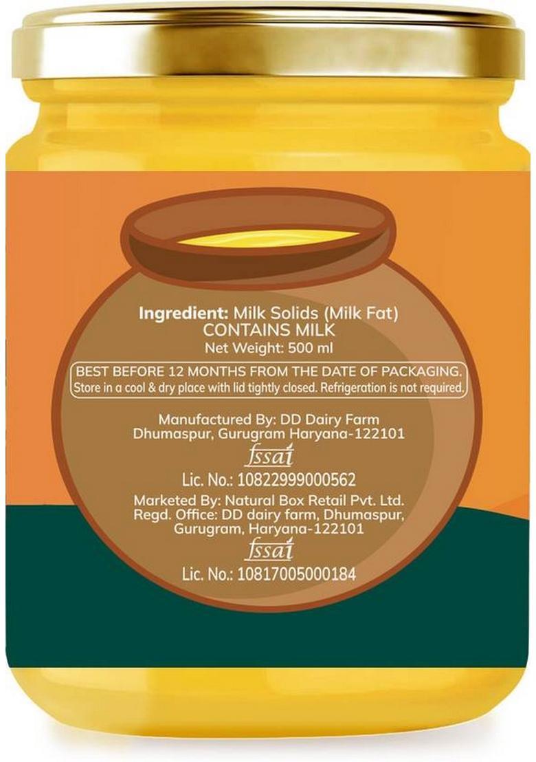 Farmery Desi Cow Ghee 500Ml | Pure Made From Milk Natural & Preservative-Free Mason Jar (500 Ml)