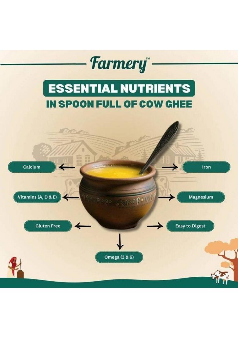 Farmery Desi Cow Ghee 500Ml | Pure Made From Milk Natural & Preservative-Free Mason Jar (500 Ml)