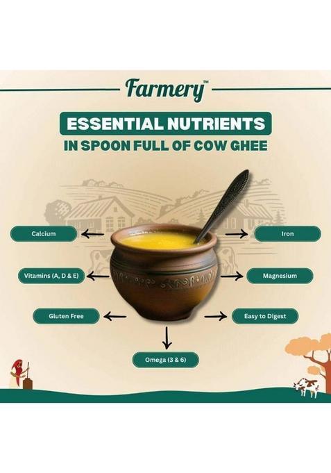 Farmery Desi Cow Ghee 500Ml | Pure Made From Milk Natural & Preservative-Free Mason Jar (500 Ml)