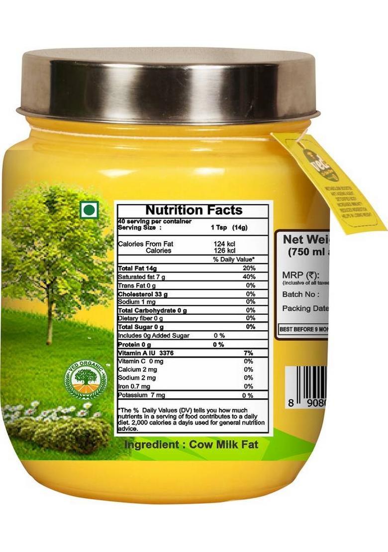 Ved-A2 Grass Fed A2 Gir Cow Ghee Glass Bottle (750 Ml)
