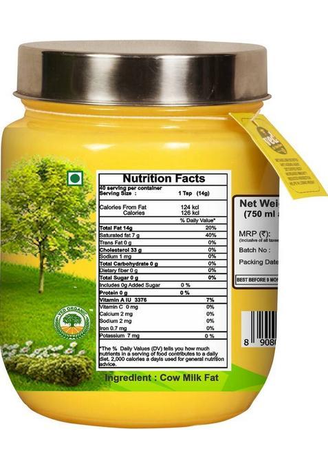 Ved-A2 Grass Fed A2 Gir Cow Ghee Glass Bottle (750 Ml)
