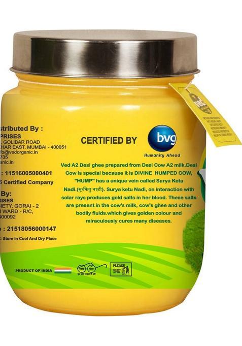Ved-A2 Grass Fed A2 Gir Cow Ghee Glass Bottle (750 Ml)