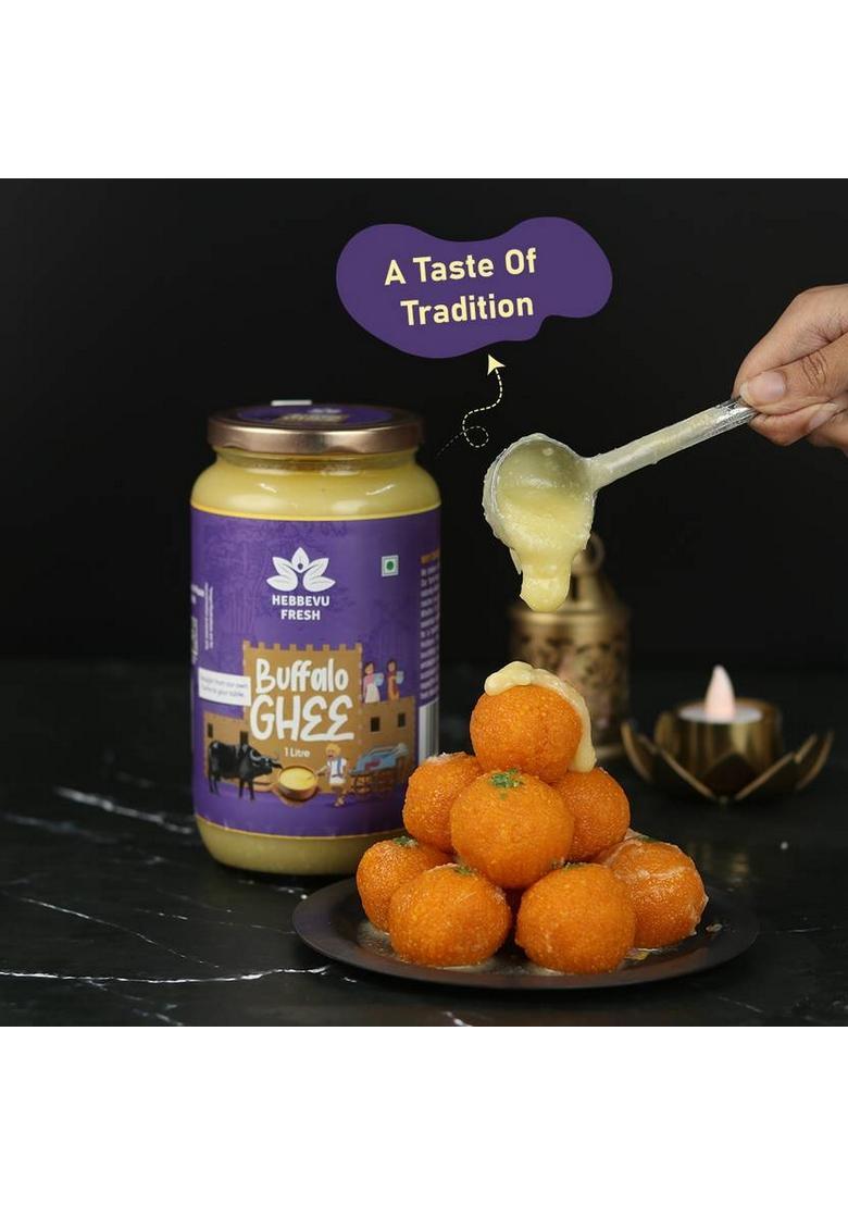 Hebbevu Fresh Pure Buffalo Ghee Glass Bottle (1 L)