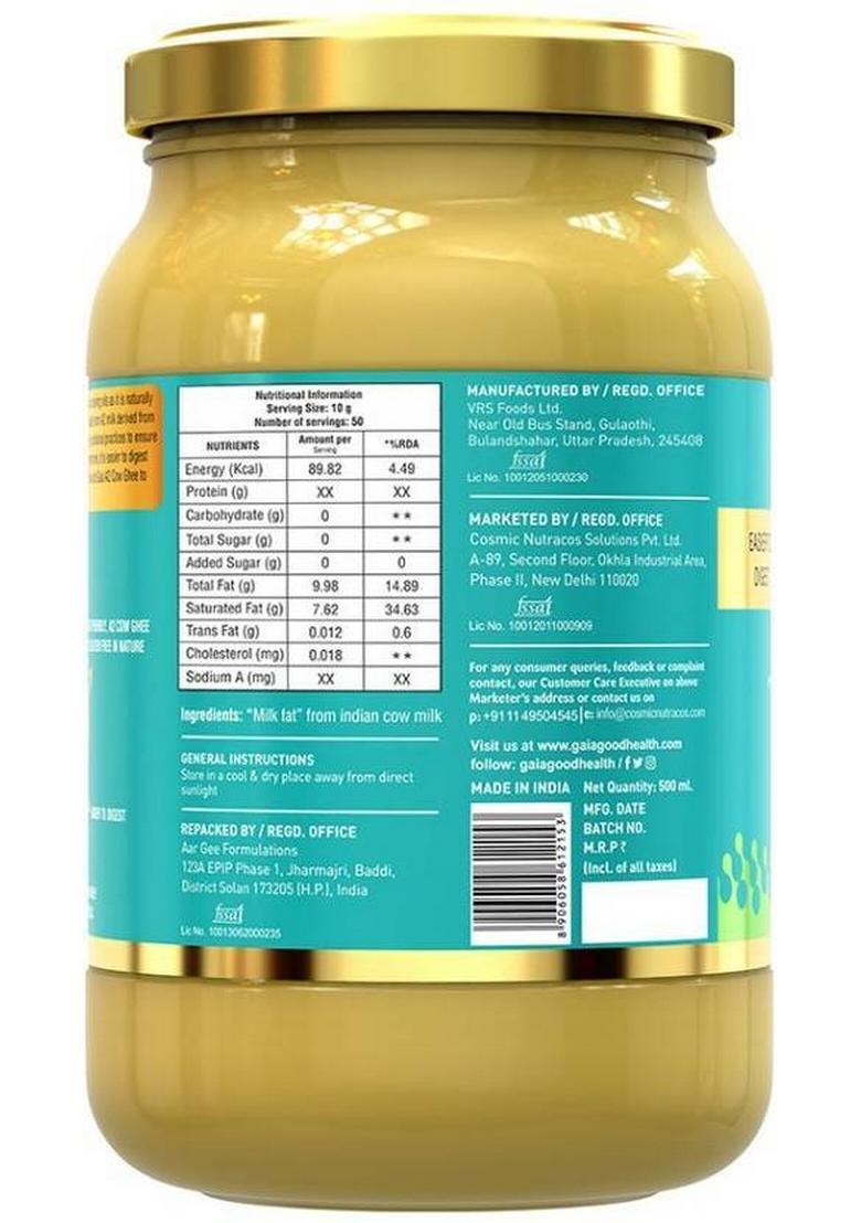 Tellus A2 Cow Ghee 500Ml Glass Bottle (500 G)
