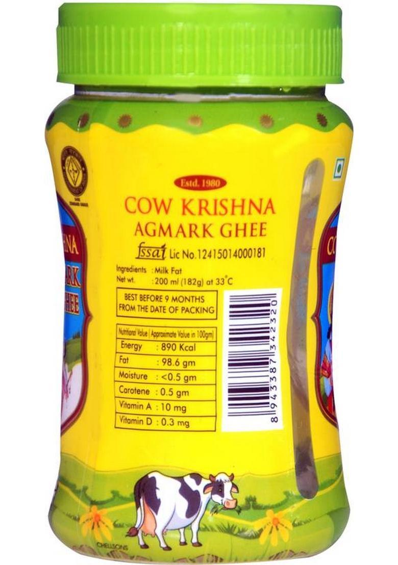 Cow Krishna Agmark Ghee-Pure Ghee 200Ml (Pack Of 4) Plastic Bottle (800 Ml, Pack