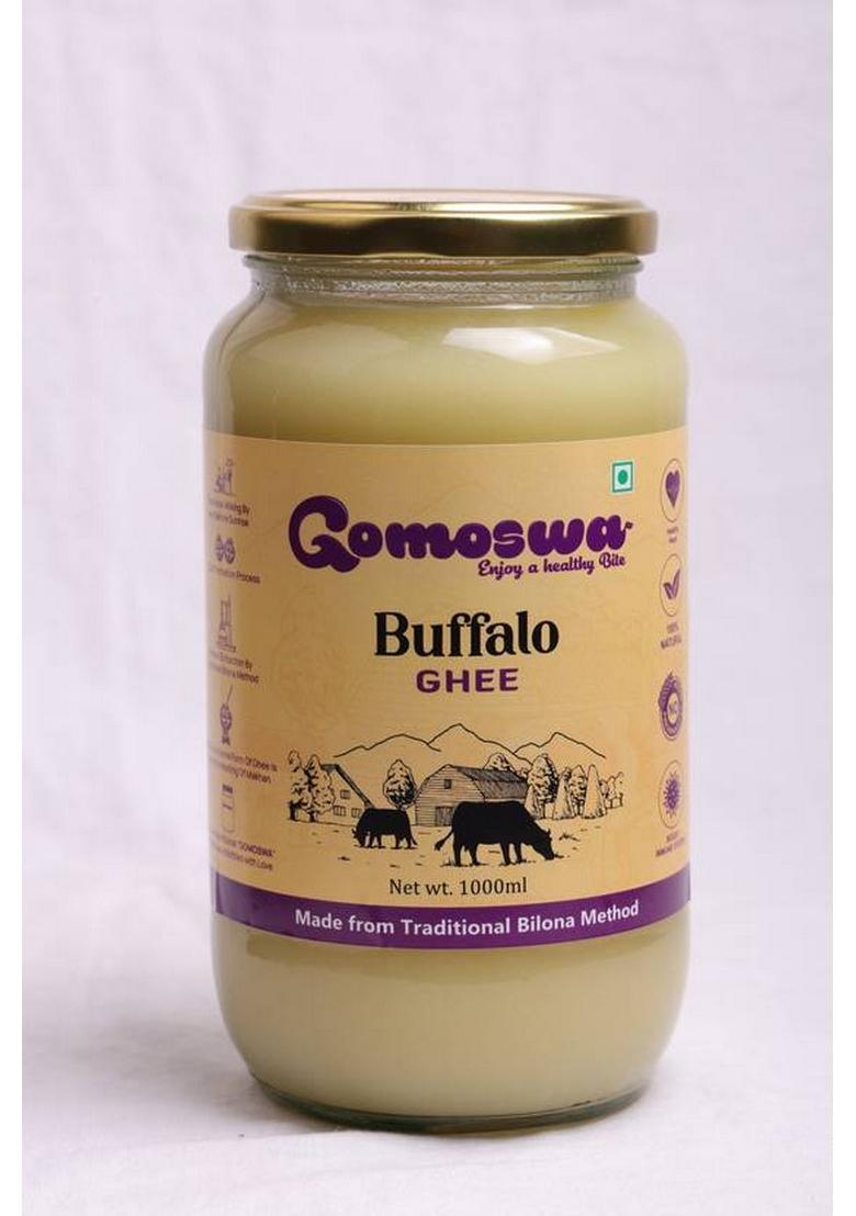Gomoswa Food Pure Buffalo Ghee (Billona Ghee) Glass Bottle (1 L)
