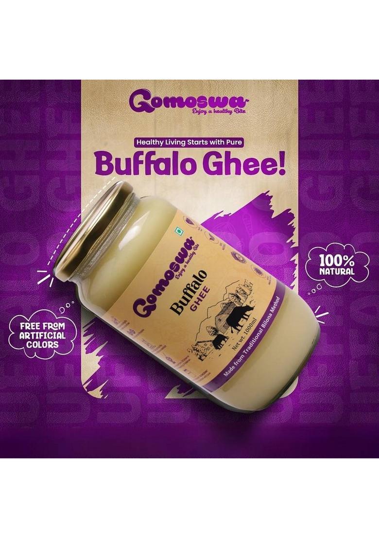 Gomoswa Food Pure Buffalo Ghee (Billona Ghee) Glass Bottle (1 L)