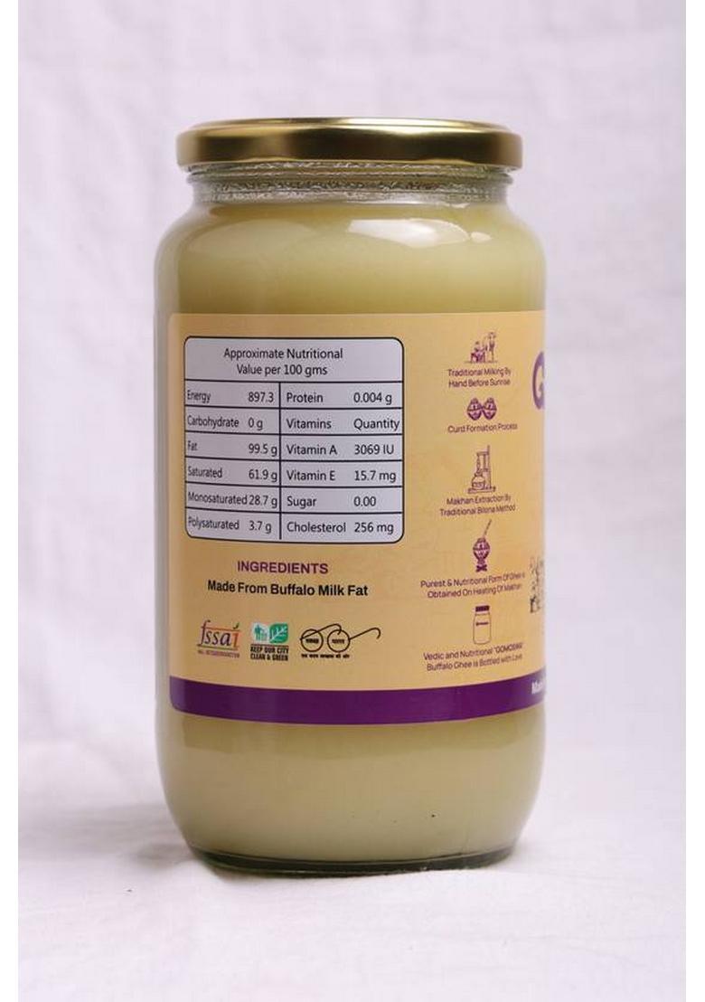 Gomoswa Food Pure Buffalo Ghee (Billona Ghee) Glass Bottle (1 L)