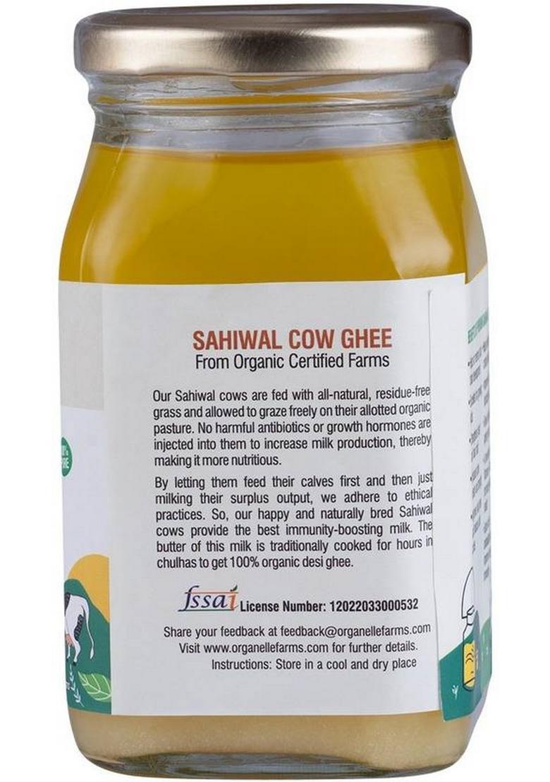 Organelle Farms Organic Sahiwal Cow A2 Ghee 350Ml Glass Bottle (350 Ml)