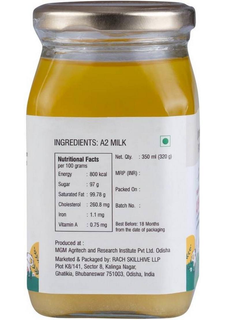 Organelle Farms Organic Sahiwal Cow A2 Ghee 350Ml Glass Bottle (350 Ml)