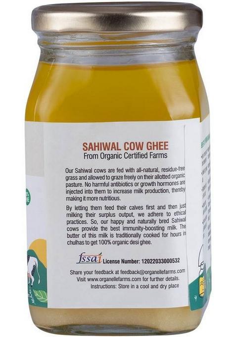 Organelle Farms Organic Sahiwal Cow A2 Ghee 350Ml Glass Bottle (350 Ml)