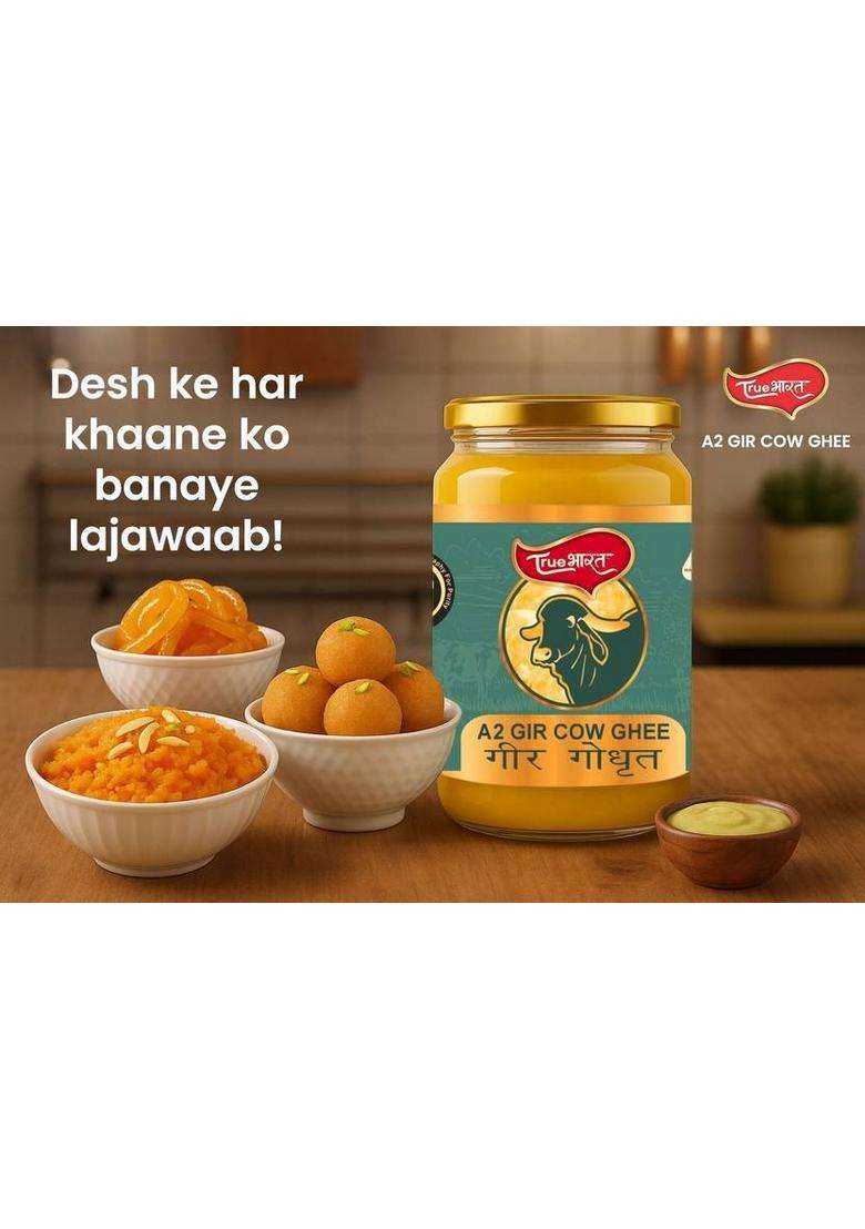 Truebharat A2 Desi Cow Ghee 950Ml Pure, Natural & Traditional Bilona Process Mason Jar (950 Ml) - Indya