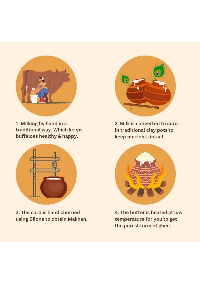 Gmore Desi Buffalo Ghee Made By Churned / Bilona Method Rich Taste & Aroma