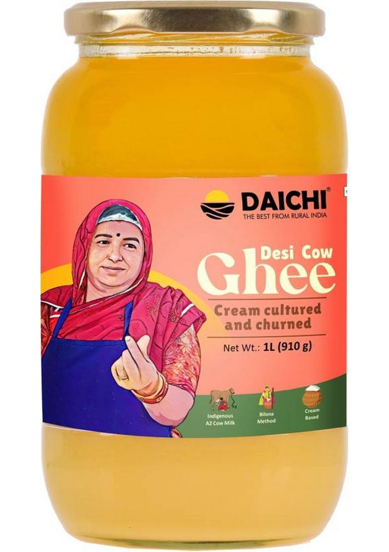 Daichi Desi Cow Ghee|Pure, Natural, And Healthy, Indigenous A2 Cows Milk| Ghee Glass Bottle (1 Kg)