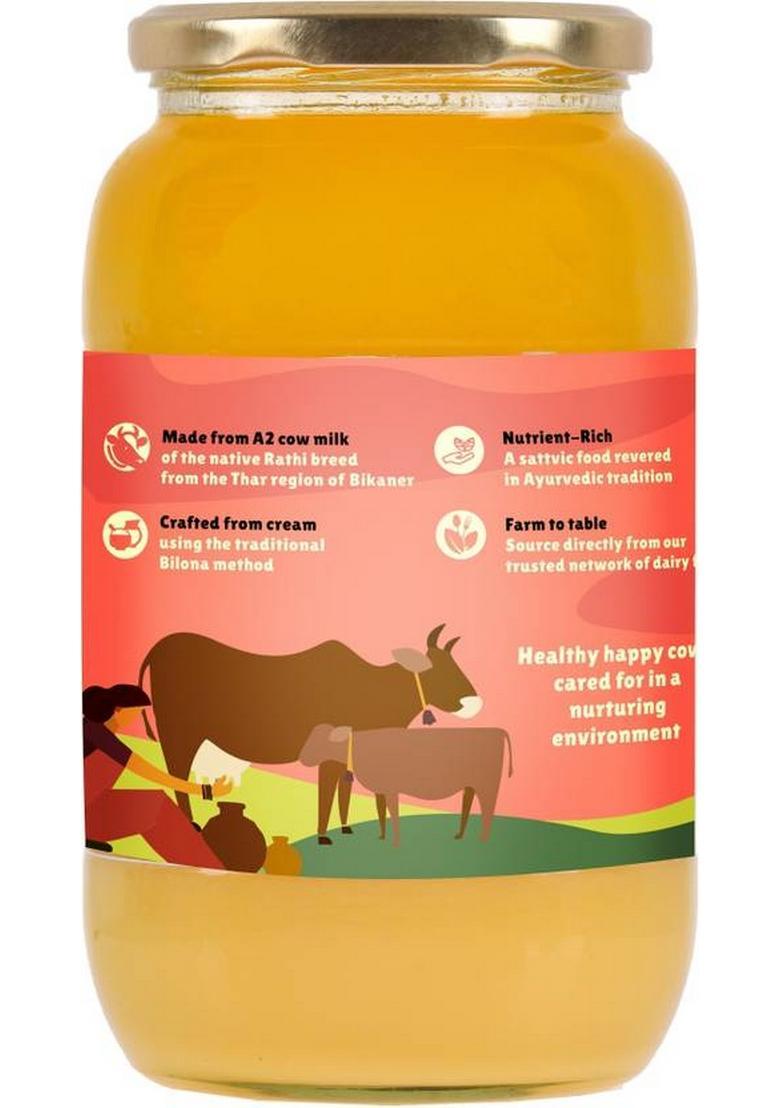 Daichi Desi Cow Ghee|Pure, Natural, And Healthy, Indigenous A2 Cows Milk| Ghee Glass Bottle (1 Kg)