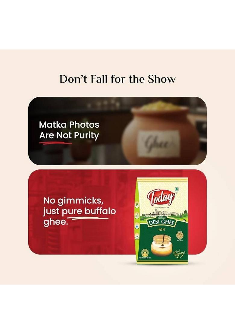 Today Buffalo Desi Ghee Tetrapak| Pure And Traditional For Cooking, Frying 500 Ml Tetrapack (500 Ml)