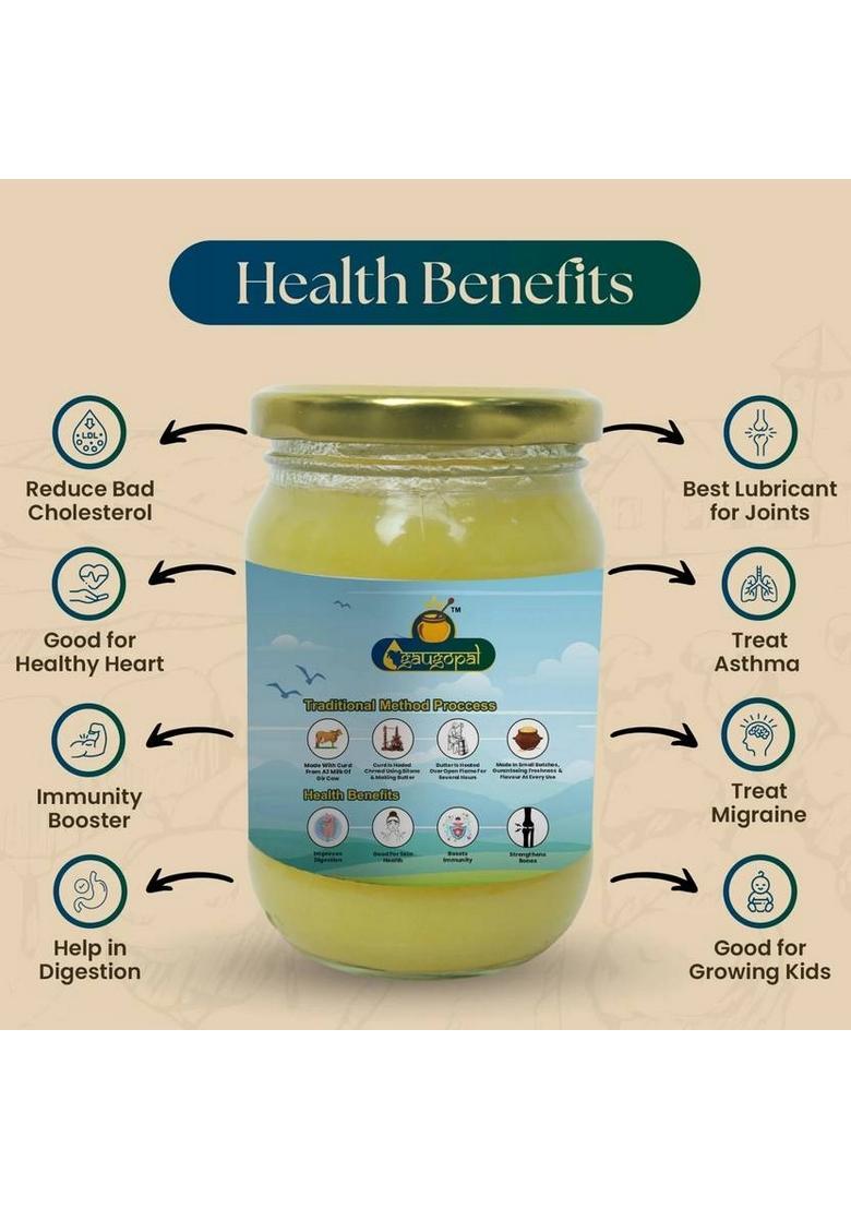 Gaugopal A2 Gir Cow Ghee 250 Ml Glass Bottle (250 Ml)