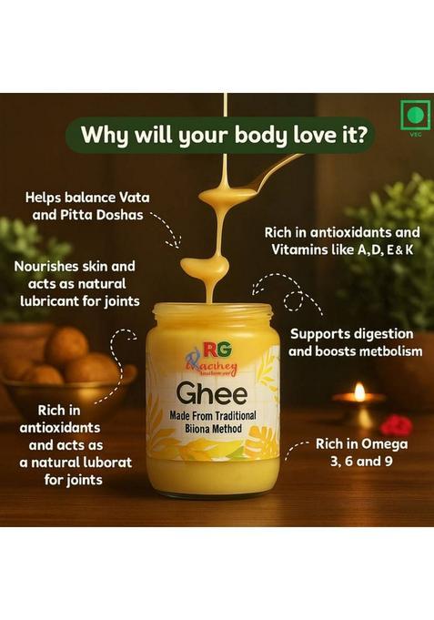 Radhey Govind Pure Organic Ghee Glass Bottle (1 L)