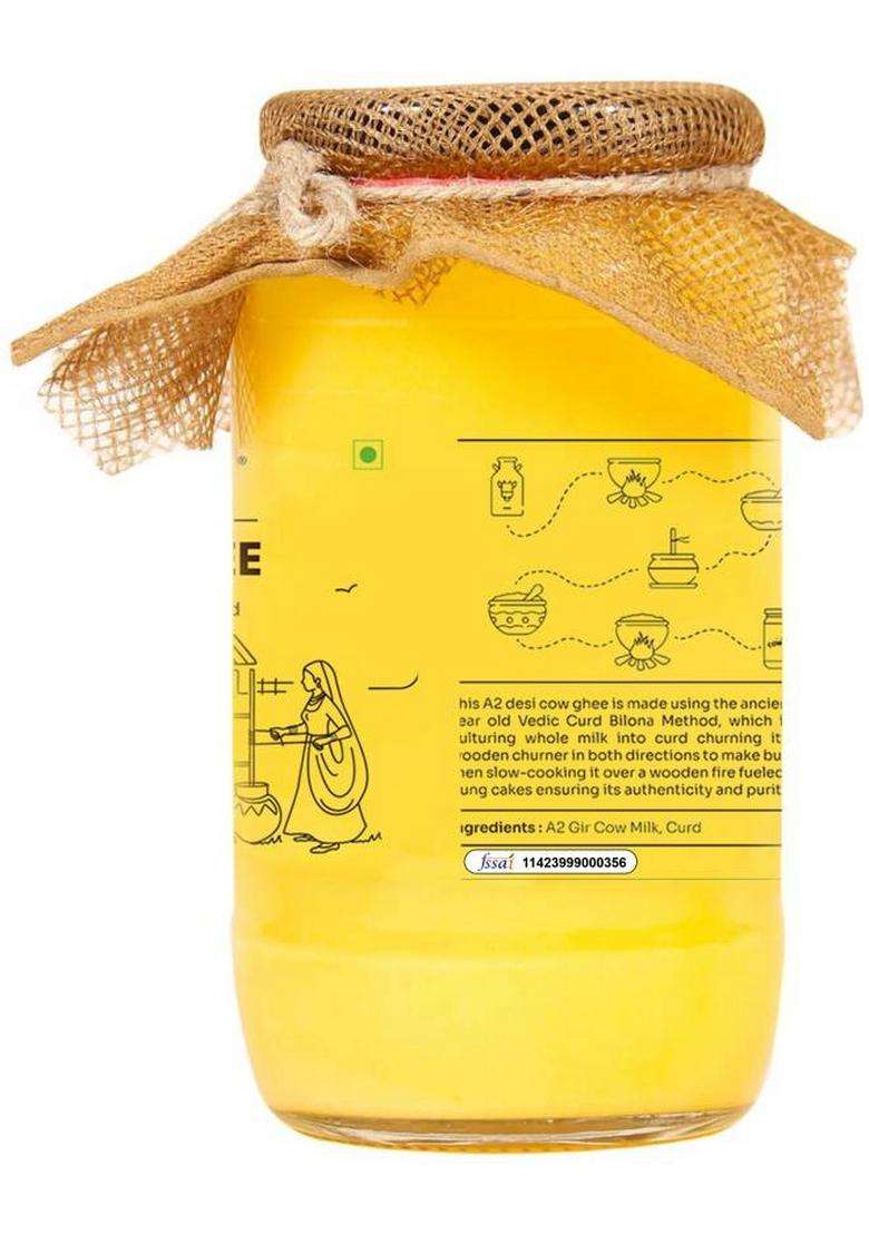 Gau Swarn A2 Gir Cow Ghee Glass Bottle (500 Ml) - Indya