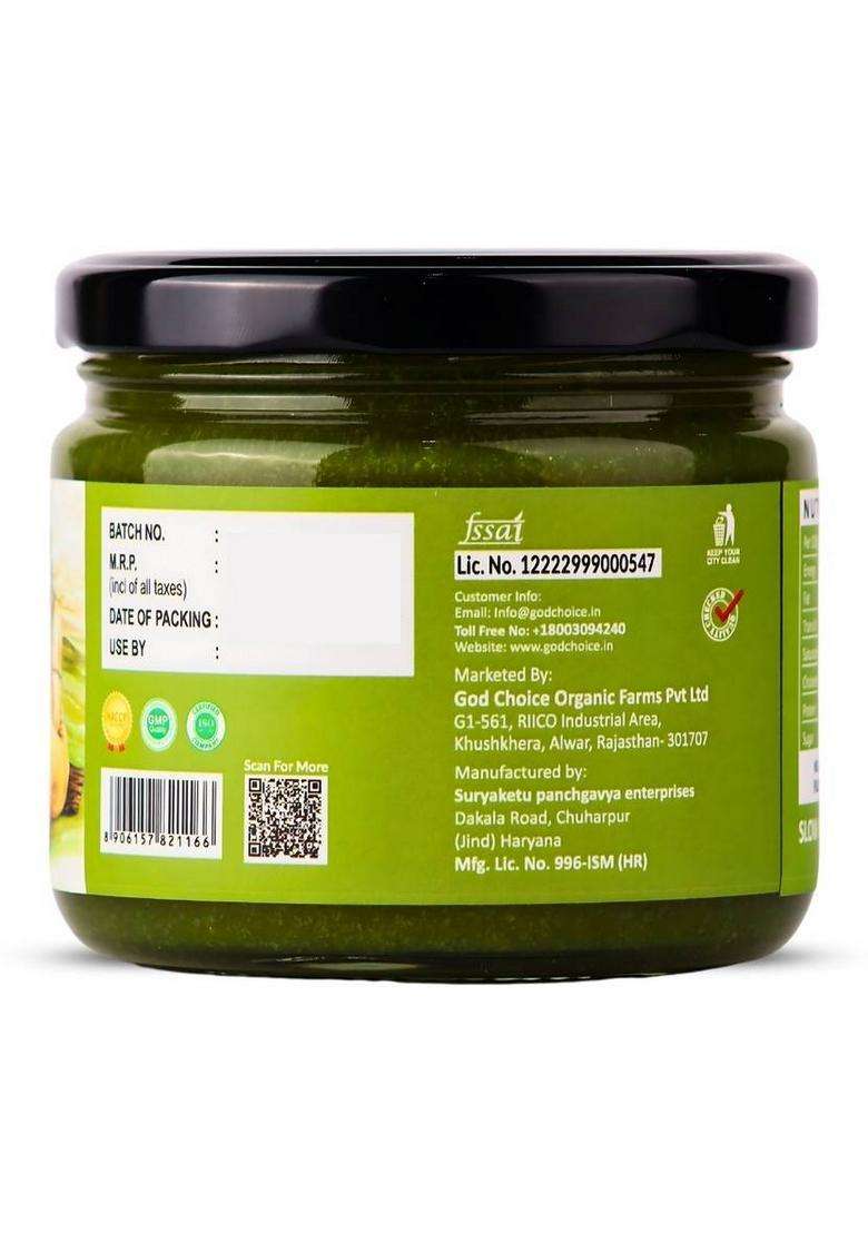 God Choice Organic Farms Ayurvedic Brahmi A2 Desi Cow Ghee 300 Ml From Bilona Method | Glass Bottle (300 G) - Indya