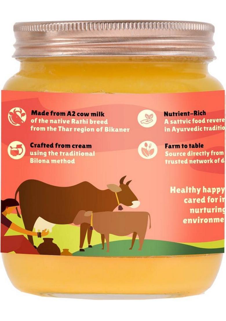 Daichi Desi Cow Ghee|Pure, Natural, And Healthy, Indigenous A2 Cows Milk| Ghee Glass Bottle (500 G)
