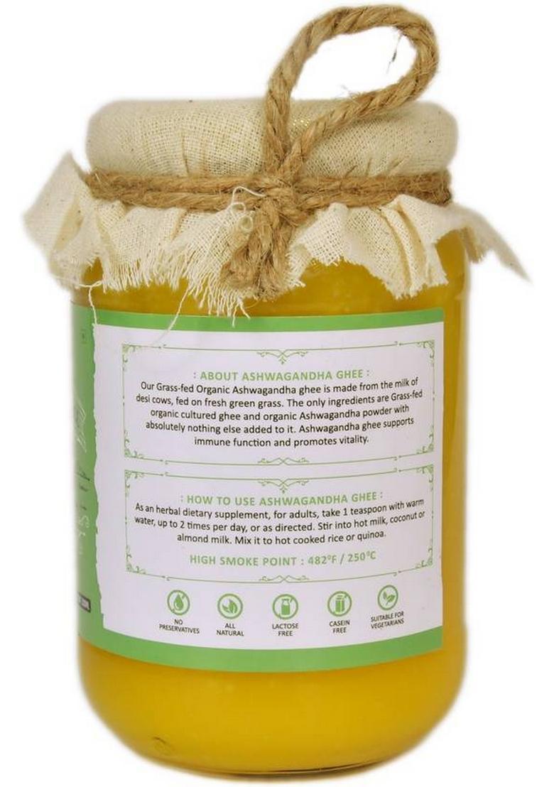 Vanalaya Ashwagandha Infused Desi Cow Ghee For Energy And Vitality Glass Bottle (500 Ml)