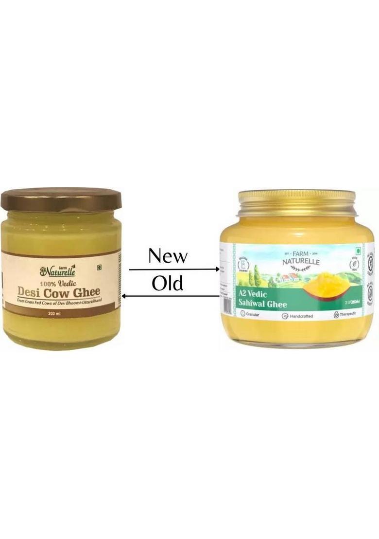 Farm Naturelle Pure Desi Cow Ghee From A2 Milk 200Ml Glass Bottle (200 Ml)