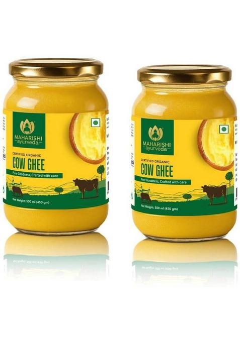 Maharishi Ayurveda Organic Desi Cow Ghee | Lab Tested 100% Pure & Natural, Grass-Fed Glass Bottle (500 Ml, Pack Of 2)