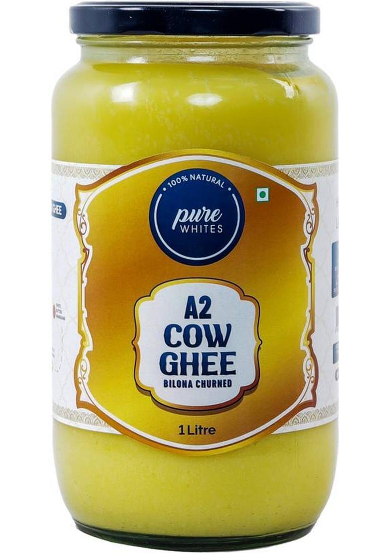 Pure Whites A2 Cow Ghee (Bilona Ghee) Glass Bottle (1 L)