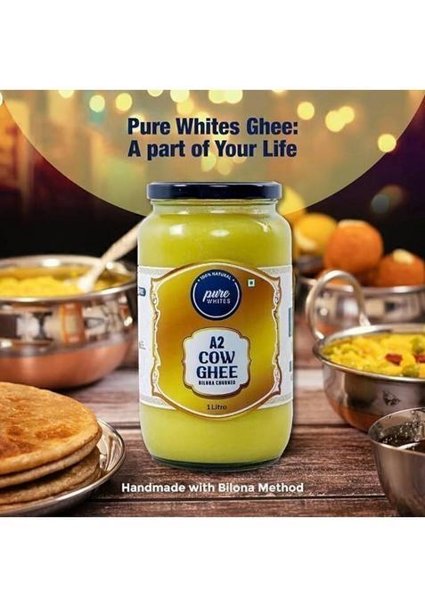 Pure Whites A2 Cow Ghee (Bilona Ghee) Glass Bottle (1 L)