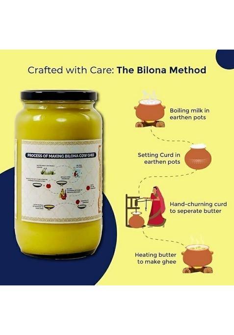 Pure Whites A2 Cow Ghee (Bilona Ghee) Glass Bottle (1 L)
