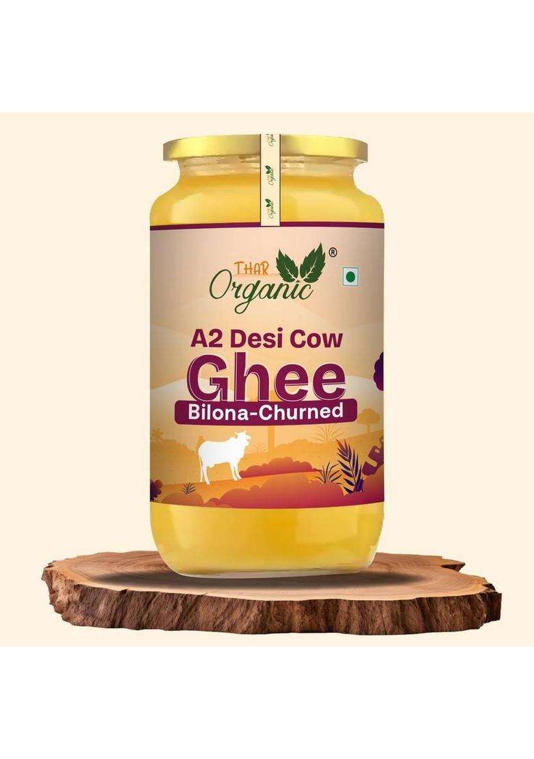 Tharorganic A2 Desi Cow Ghee Method, Rich And Pure Glass Bottle (500 Ml) - Indya