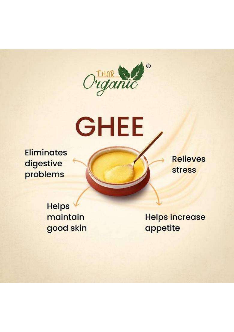 Tharorganic A2 Desi Cow Ghee Method, Rich And Pure Glass Bottle (500 Ml) - Indya
