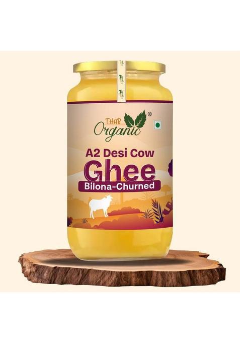 Tharorganic A2 Desi Cow Ghee Method, Rich And Pure Glass Bottle (500 Ml)