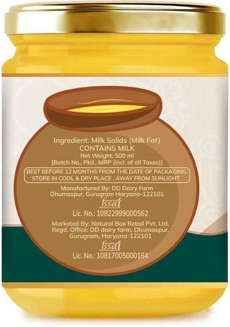 Farmery A2 Sahiwal Cow Ghee | 100% Pure Desi Ghee| Organic & Gluten-Free Rich In Omega Mason Jar (500 G)