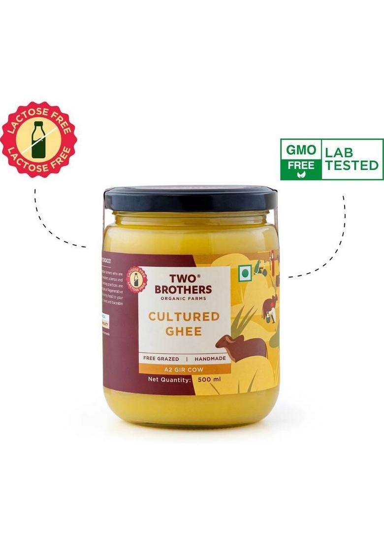 Two Brothers Organic Farms Natural Healthy & Fresh A2 Cultured Desi Gir Cow Ghee Glass Bottle (1000 Ml) - Indya