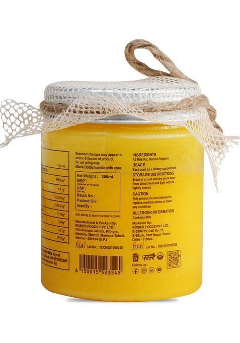 Rosier A2 Gir Cow Ghee (200 Ml) Traditional Bilona Method | Grassfed, Pure And Healthy Plastic Bottle