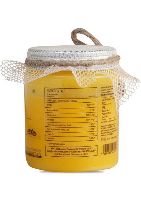 Rosier A2 Gir Cow Ghee (200 Ml) Traditional Bilona Method | Grassfed, Pure And Healthy Plastic Bottle