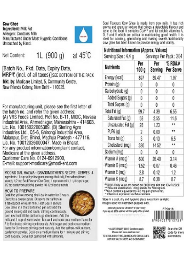 Gurpreet Nutrition Cow Ghee (Omega 3 & 6 Fat Soluble Vitamins A, E K)Essential Nutrients Carton (1 Kg)